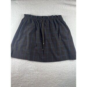 Ann Mashburn Skirt Womens L Gather Waist Plaid Quiet Luxury Minimalist Lagenlook